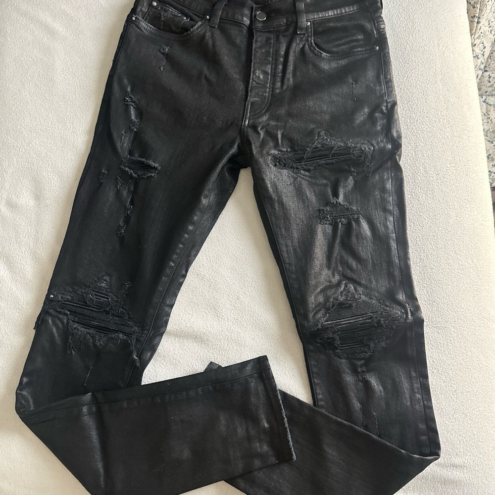 AMIRI Black Distressed Skinny Jeans